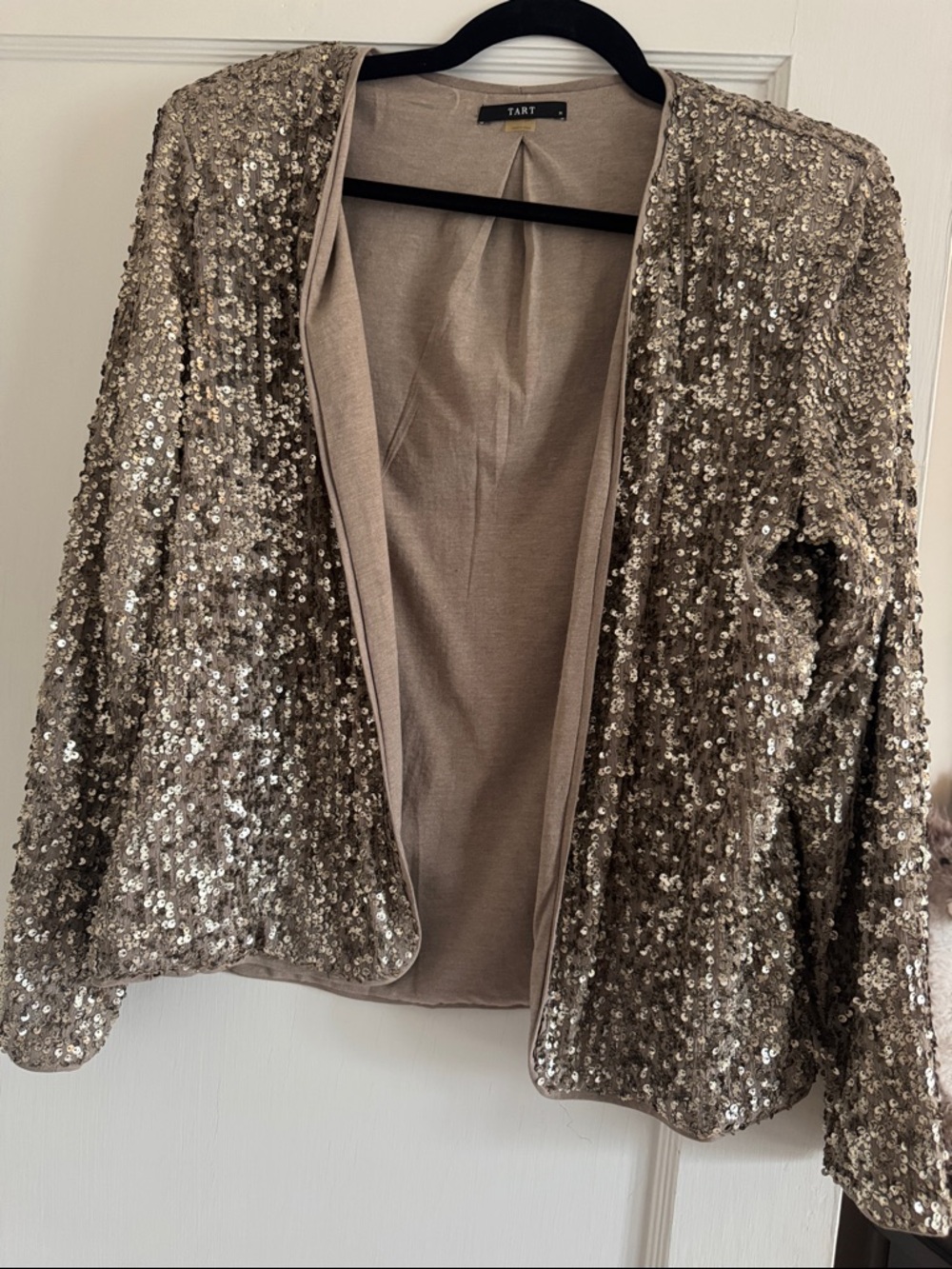 Tart Sequin Open Front Jacket - Champagne Gold